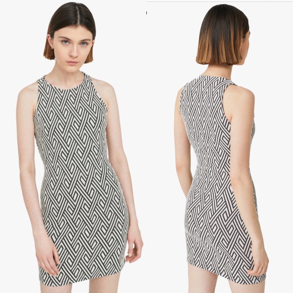Mango black / white printed bodycon dress